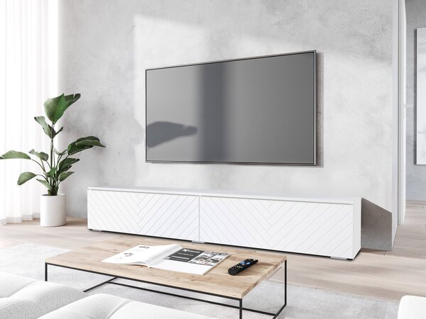 Mirjan24 TV stolík/skrinka Dlone 180 MDF, Farby: biały / biały jodełka, Osvetlenie: bez osvetlenia 5903211316876