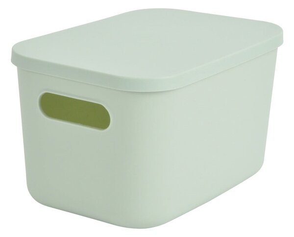 Svetlozelený plastový úložný box s vekom 24,5x18x15 cm – Homéa