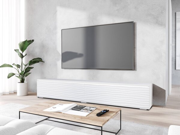 Mirjan24 TV stolík/skrinka Dlone 180 MDF, Farby: biały / biały jodełka, Osvetlenie: bez osvetlenia 5903211316876