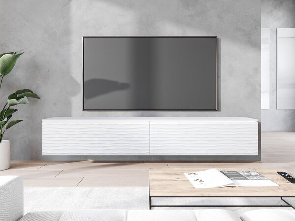 Mirjan24 TV stolík/skrinka Dlone 180 MDF, Farby: biały / biały jodełka, Osvetlenie: bez osvetlenia 5903211316876