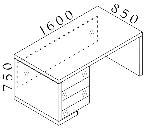 Manažérsky stôl SOLID, so zásuvkami 180cm (Manažérsky stôl SOLID, dĺžky 180cm, šírka 85cm so zásuvkami L strana)