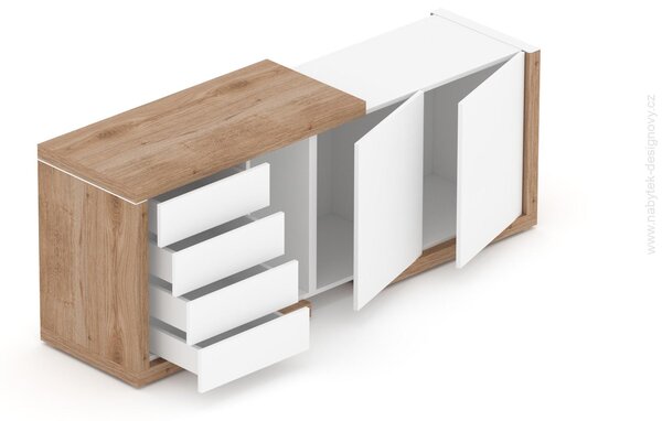 Komoda SOLID pre manažérsky oporný stôl, s dvoma dverami a zásuvkami 170cm (Komoda SOLID pre manažérsky oporný stôl, s dvoma dverami, 4 zásuvky, dĺžka 170cm, hĺbka 50cm)