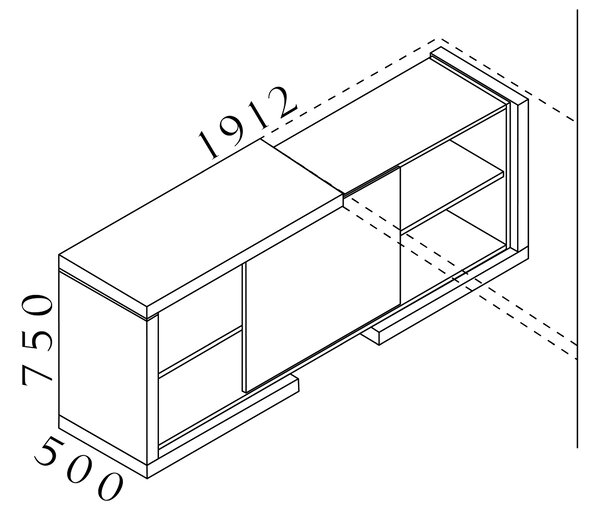 Komoda SOLID pre manažérsky oporný stôl, s posuvnými dverami, 170cm (Komoda SOLID pre manažérsky oporný stôl, s posuvnými dverami, dĺžka 170cm, hĺbka 50cm)