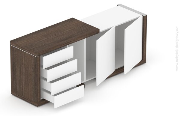 Komoda SOLID pre manažérsky oporný stôl, s dvoma dverami a zásuvkami 170cm (Komoda SOLID pre manažérsky oporný stôl, s dvoma dverami, 4 zásuvky, dĺžka 170cm, hĺbka 50cm)
