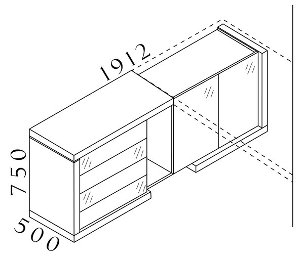 Komoda SOLID pre manažérsky oporný stôl, s dvoma dverami a zásuvkami 170cm (Komoda SOLID pre manažérsky oporný stôl, s dvoma dverami, 4 zásuvky, dĺžka 170cm, hĺbka 50cm)
