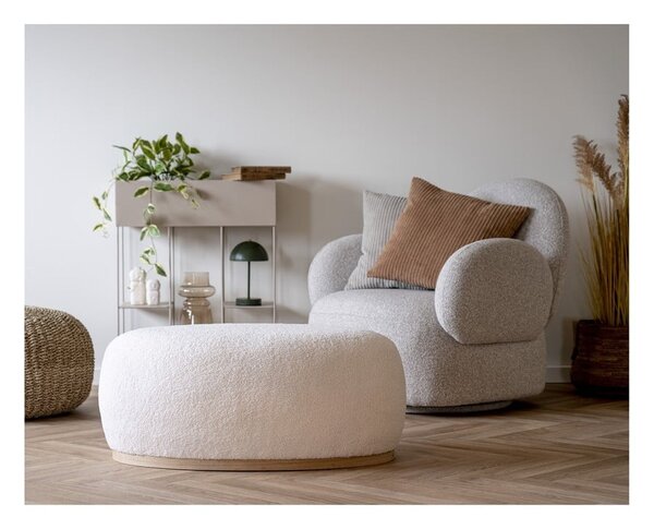 Biely taburet z textílie buklé Manhattan – House Nordic