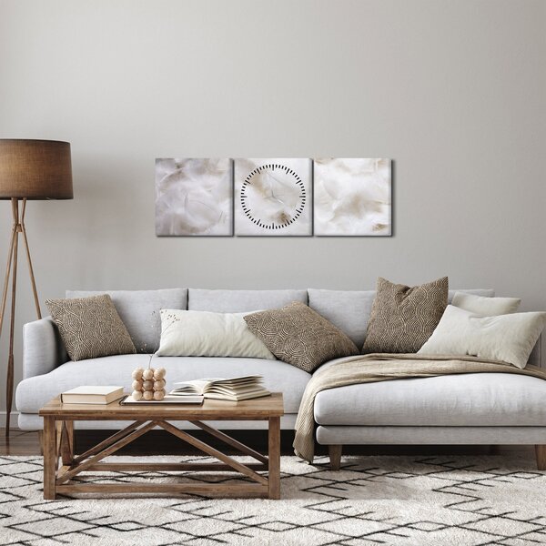 Obraz - Biele perie (s hodinami) (90x30 cm)