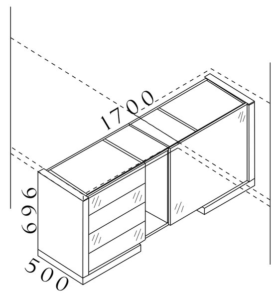 Komoda SOLID pre manažérske oporné stoly, so zásuvkami na oboch stranách, 170cm (Dvojstranná komoda SOLID pre manažérske oporné stoly, so zásuvkami, dĺžka 170cm, hĺbka 50cm)