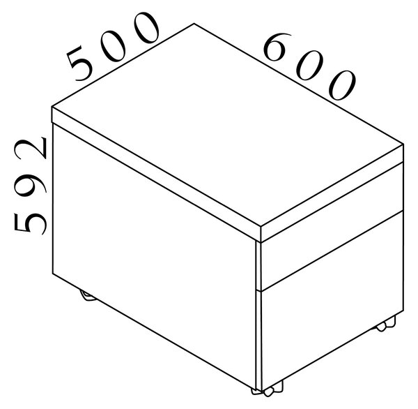 Kontajner SOLID, pojazdný s 2 zásuvkami, šírka 50cm, hlobka 60cm, výška 59cm (Kontajner SOLID, pojazdný s 2 zásuvkami, šírka 50cm, hĺbka 60cm, výška 59cm)