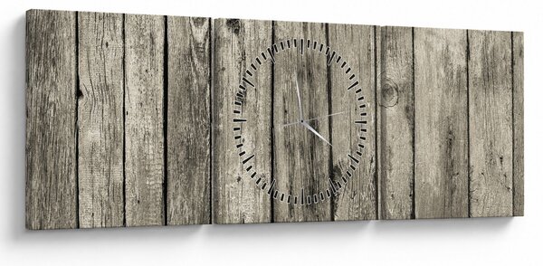 Obraz - Drevo (s hodinami) (90x30 cm)