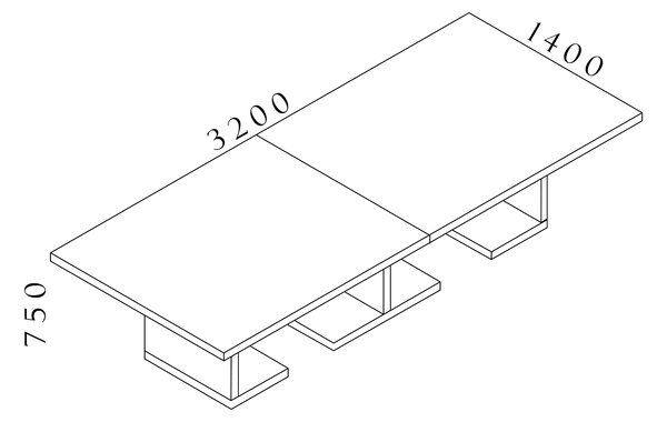 Manažérsky konferenčný stôl SOLID 400cm, s nohami v tvare L (Manažérsky konferenčný stôl SOLID 400cm, s nohami v tvare L, šírka 140cm)
