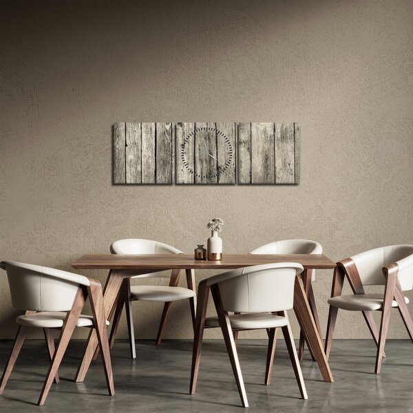 Obraz - Drevo (s hodinami) (90x30 cm)