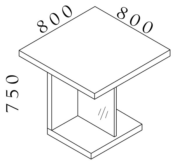 Manažérsky konferenčný stolík SOLID, štvorcový 80x80cm (Manažérsky konferenčný stolík SOLID, štvorcový 80x80cm, výška 75cm)
