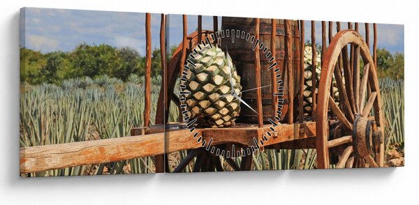 Obraz - Prívesný vozík (s hodinami) (90x30 cm)