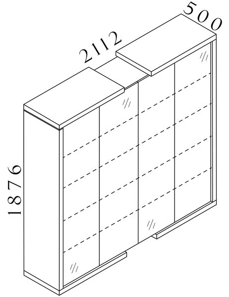 Manažérska skriňa SOLID, 4 dverová, policová (5 poschodí políc vo všetkých sekciach), výška 187,6 cm, dĺžka 211,2 cm (Manažérska skriňa SOLID, 4 dverová, policová, výška 187,6 cm, dĺžka 211,2 cm, hĺbka 50 cm)