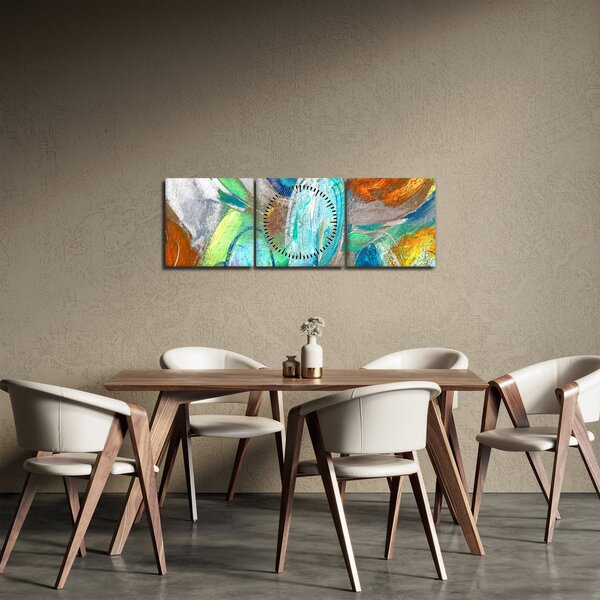 Obraz - Farebná abstrakcia (s hodinami) (90x30 cm)