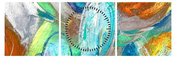 Obraz - Farebná abstrakcia (s hodinami) (90x30 cm)