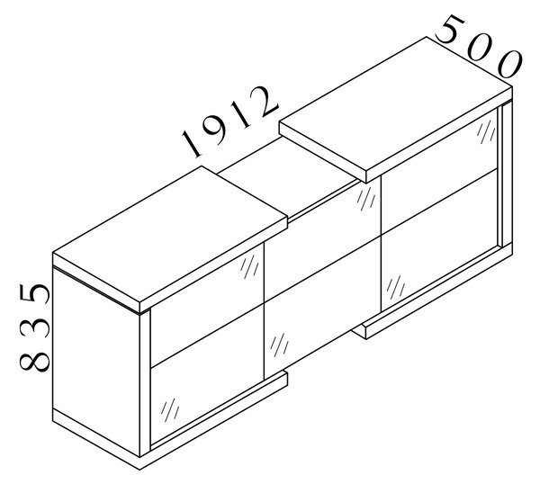 Manažérska skriňa SOLID, 3 dverová, (2 poschodia políc vo všetkých sekciach), výška 83,5 cm, dĺžka 191,2 cm (Manažérska skriňa SOLID, 3 dverová, policová, výška 83,5 cm, dĺžka 191,2 cm, hĺbka 50cm)