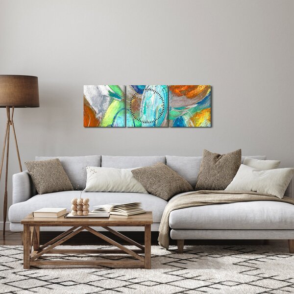 Obraz - Farebná abstrakcia (s hodinami) (90x30 cm)