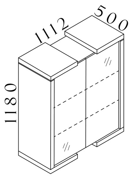 Manažérska skriňa SOLID, 2 dverová, policová (3 poschodia políc v oboch sekciách), výška 118cm, dĺžka 111,2cm (Manažérska skriňa SOLID, 2 dverová, policová, výška 118cm, dĺžka 111,2cm, hĺbka 50cm)