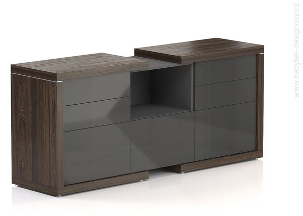 Manažérska skriňa SOLID, 3 dverová, 4 zásuvky, 1 polica, výška 83,5 cm, dĺžka 191,2 cm (Manažérska skriňa SOLID, 3 dverová, 4 zásuvky, 1 polica, výška 83,5 cm, dĺžka 191,2 cm, hĺbka 50 cm)