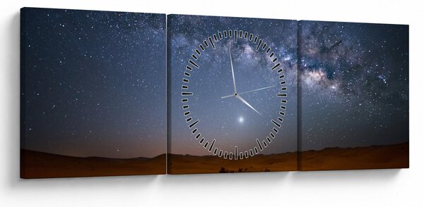 Obraz - Noc v púšti (s hodinami) (90x30 cm)