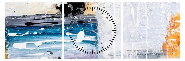 Obraz - Abstraktné ťahy (s hodinami) (90x30 cm)