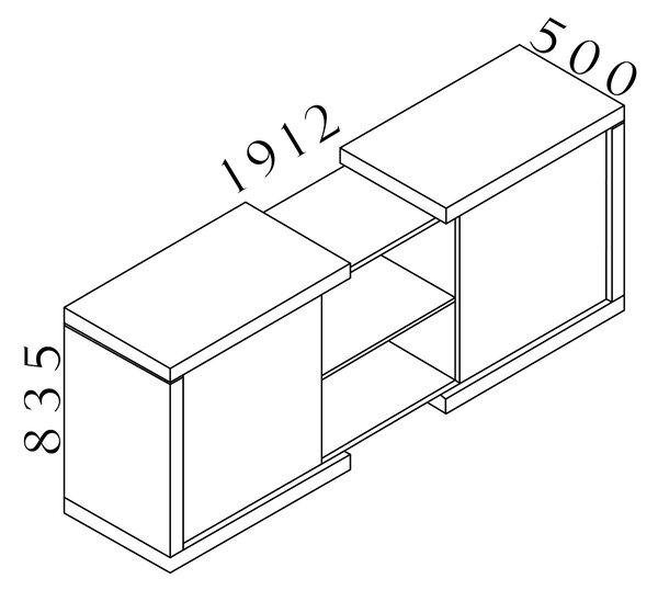 Manažérska skriňa SOLID, 2 dverová, (police vo všetkých sekciach), výška 83,5 cm, dĺžka 191,2 cm (Manažérska skriňa SOLID, 2 dverová, policová, výška 83,5 cm, dĺžka 191,2 cm, hĺbka 50 cm)
