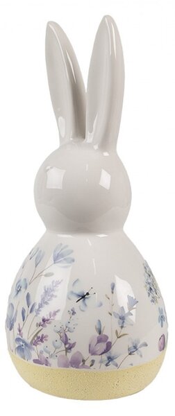 Keramická dekorácia zajačik s kvetmi - 12*10*23 cm - Clayre & Eef