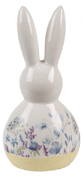 Keramická dekorácia zajačik s kvetmi - 12*10*23 cm - Clayre & Eef