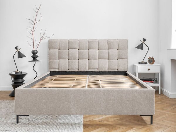 Béžová čalúnená dvojlôžková posteľ s roštom 180x200 cm Eve – Miuform