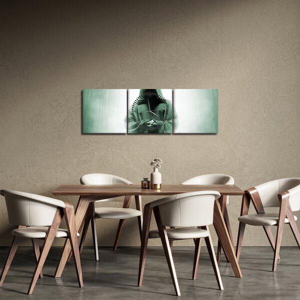 Obraz - Mních v tme (s hodinami) (90x30 cm)