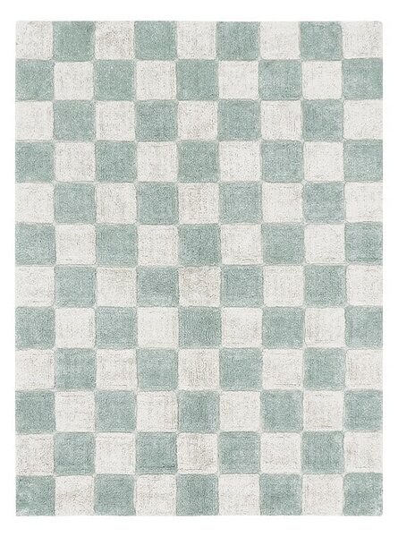 Svetlomodro-krémový prateľný ručne tkaný bavlnený koberec 120x160 cm Kitchen Tiles Blue Sage – Lorena Canals