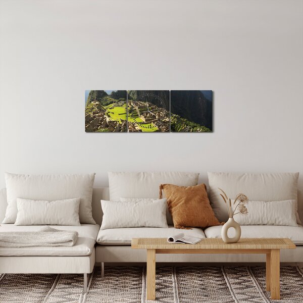Obraz - Lamy v Machu Picchu (s hodinami) (90x30 cm)