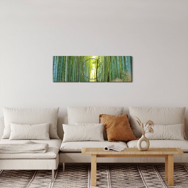 Obraz - Ulička s bambusmi (s hodinami) (90x30 cm)