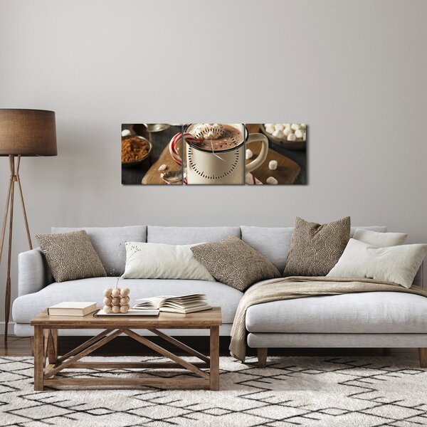 Obraz - Horúca čokoláda (s hodinami) (90x30 cm)
