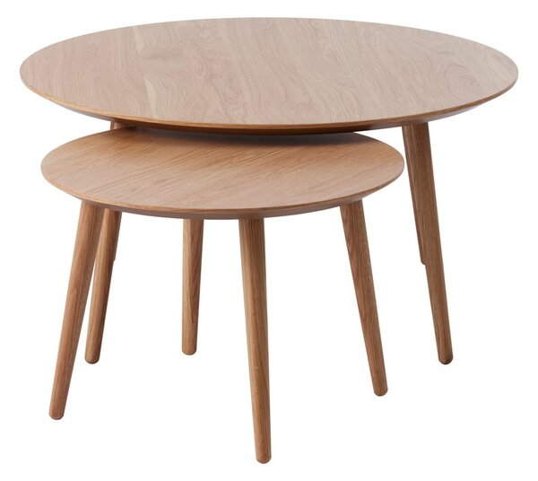 Okrúhle konferenčné stolíky v súprave 2 ks v dekore duba v prírodnej farbe ø 88 cm Adda – Unique Furniture