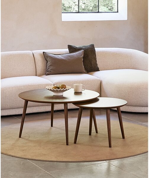 Okrúhle konferenčné stolíky v súprave 2 ks v dekore duba v prírodnej farbe ø 88 cm Adda – Unique Furniture