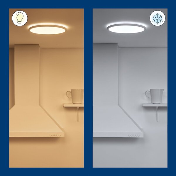 Stropné Lampa WiZ, SuperSlim, stmievateľné, Biela, Obývacia izba, Plast, Moderný