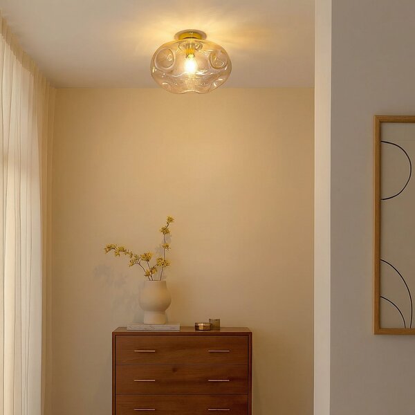 Stropné Lampa Lindby, Lelia, stmievateľné, Béžová, Jedáleň, Sklo, Dizajnový