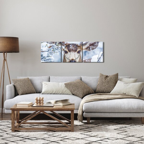 Obraz - Jelenec himalájsky (s hodinami) (90x30 cm)