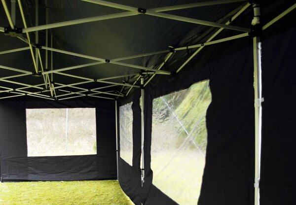 Záhradný párty stan čierny pavilón 3 x 9 m + bočné diely