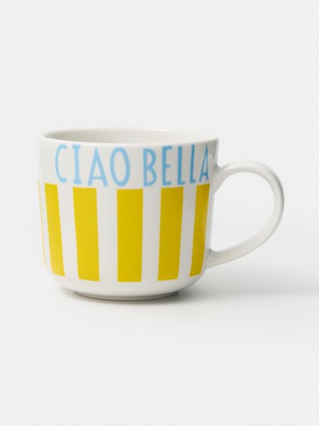 Sinsay - Keramický pruhovaný hrnček s nápisom „Ciao bella“ - viacfarebná