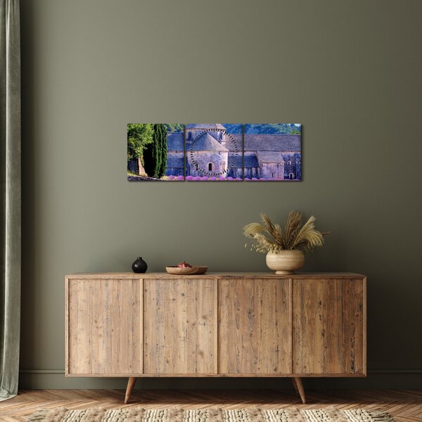 Obraz - Levanduľové pole (s hodinami) (90x30 cm)
