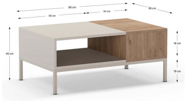 Krémový konferenčný stolík 56x90 cm Cailin – Marckeric