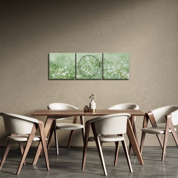 Obraz - Rosa v tráve (s hodinami) (90x30 cm)