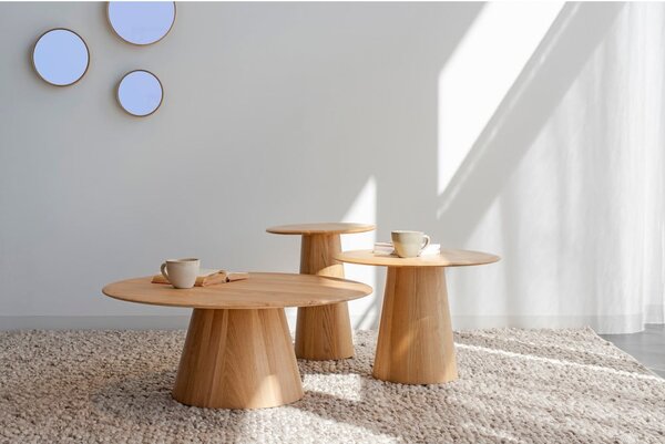 Okrúhly odkladací stolík z dubového dreva ø 55 cm Mushroom – Gazzda