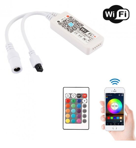 WiFi ovládač RGB LED pásov s IR ovládačom, 12 V 72 W / 24 V 144 W (KM KM-RGB-33 WIFI 3X2A)