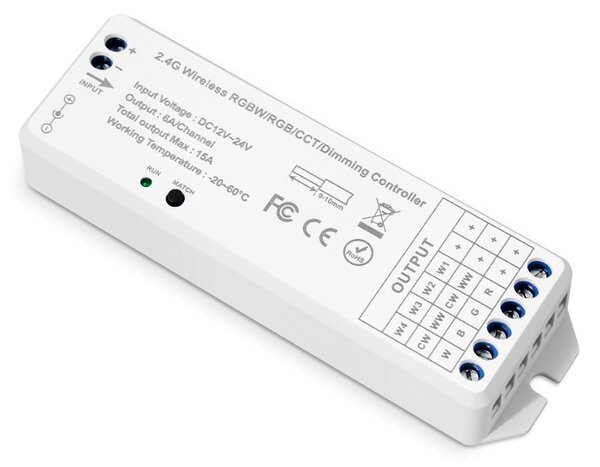 Univerzálny prijímač RF pre LED pásy, 12 V 180 W / 24 V 360 W (KM KM-1220-UNI, 12V-180W, 24V-360W)