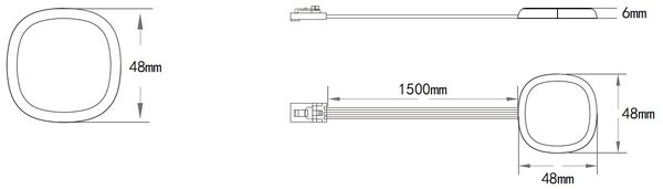 Bezdotykový vypínač LED pásu do nábytku pre jednu vetvu, stmievateľný, do 60 W (KM-VBS-01SS) (KM KM-VBS-01SS, 12V-24V 60W)